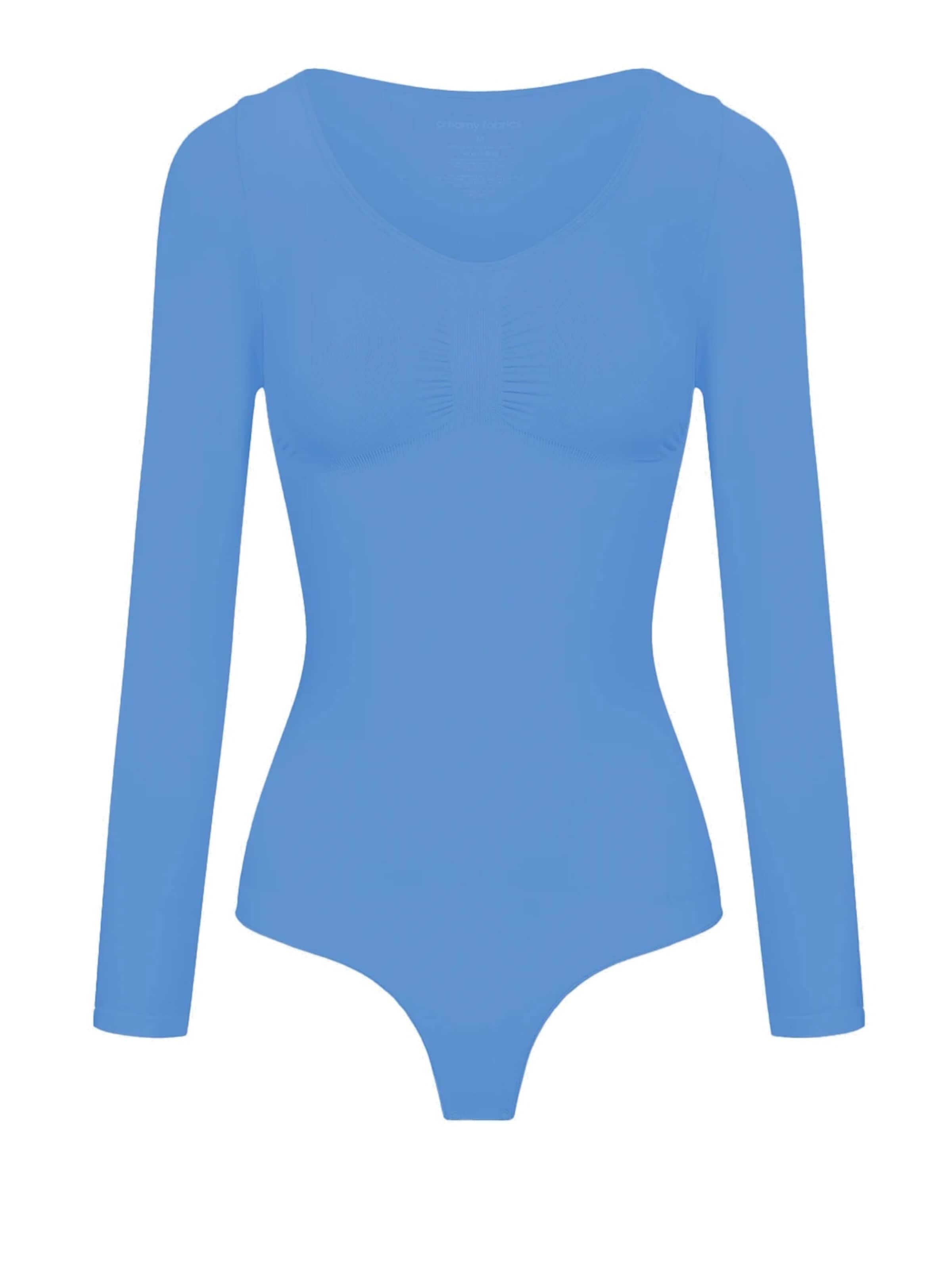 cfab Shapingbody 'Bodysuit Sculpting Shapewear Longsleeve mit String' in Blauw: voorkant
