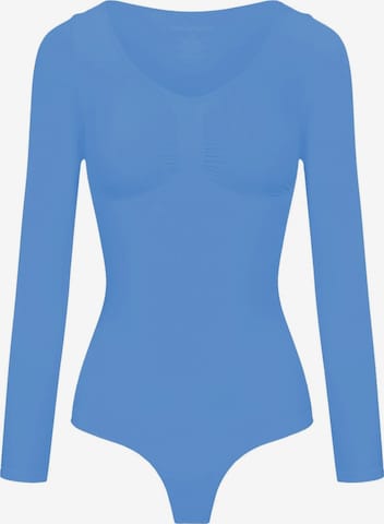 cfab Shapingbody 'Bodysuit Sculpting Shapewear Longsleeve mit String' in Blauw: voorkant