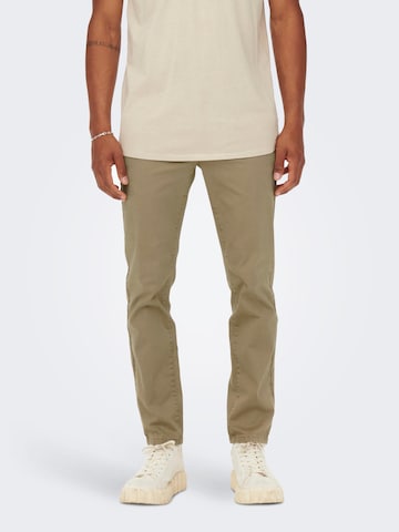 Coupe slim Pantalon chino 'Pete' Only & Sons en beige : devant