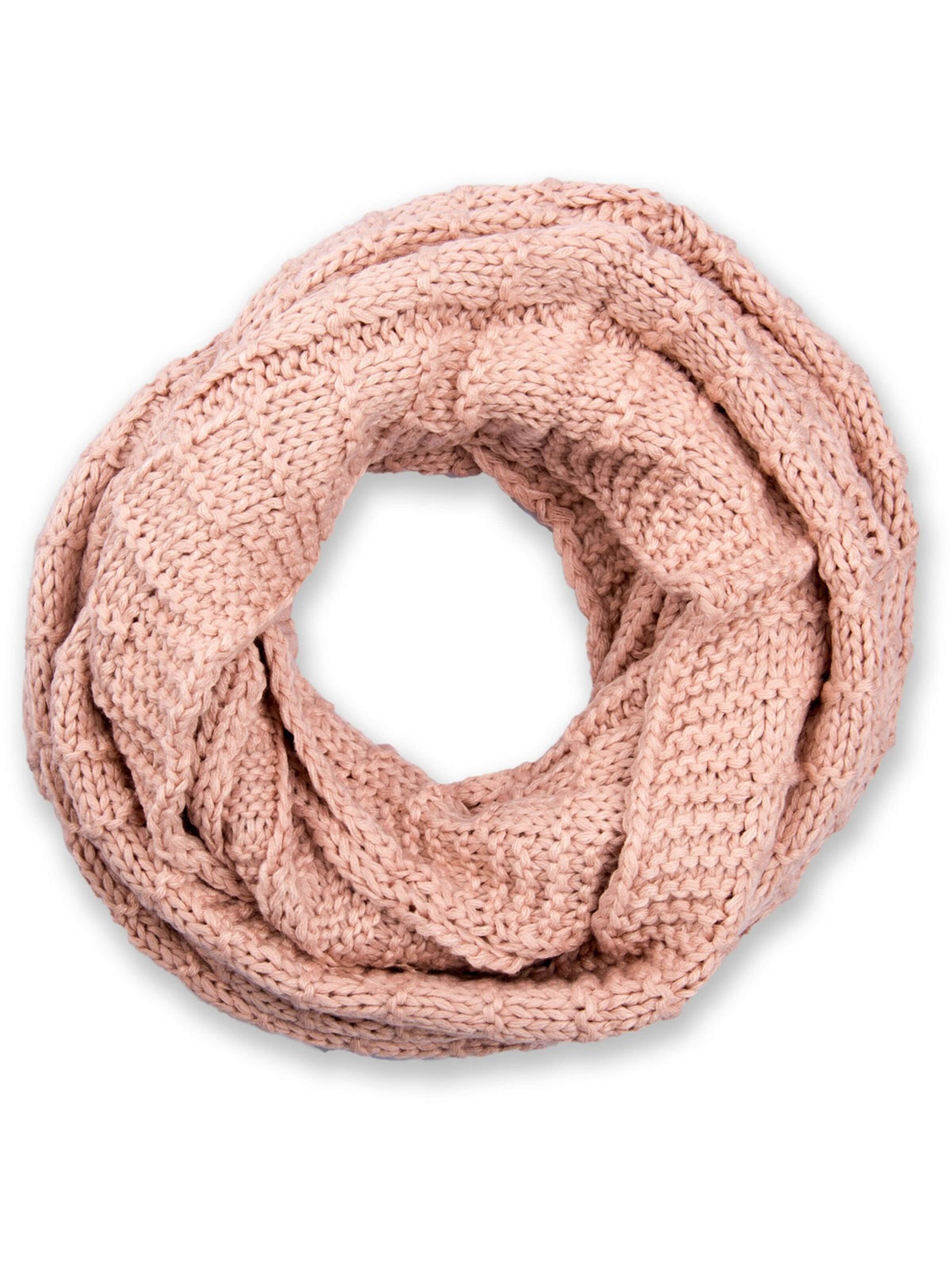 styleBREAKER Loop scarf 'Strick Loop mit Karomuster' in Pink: front