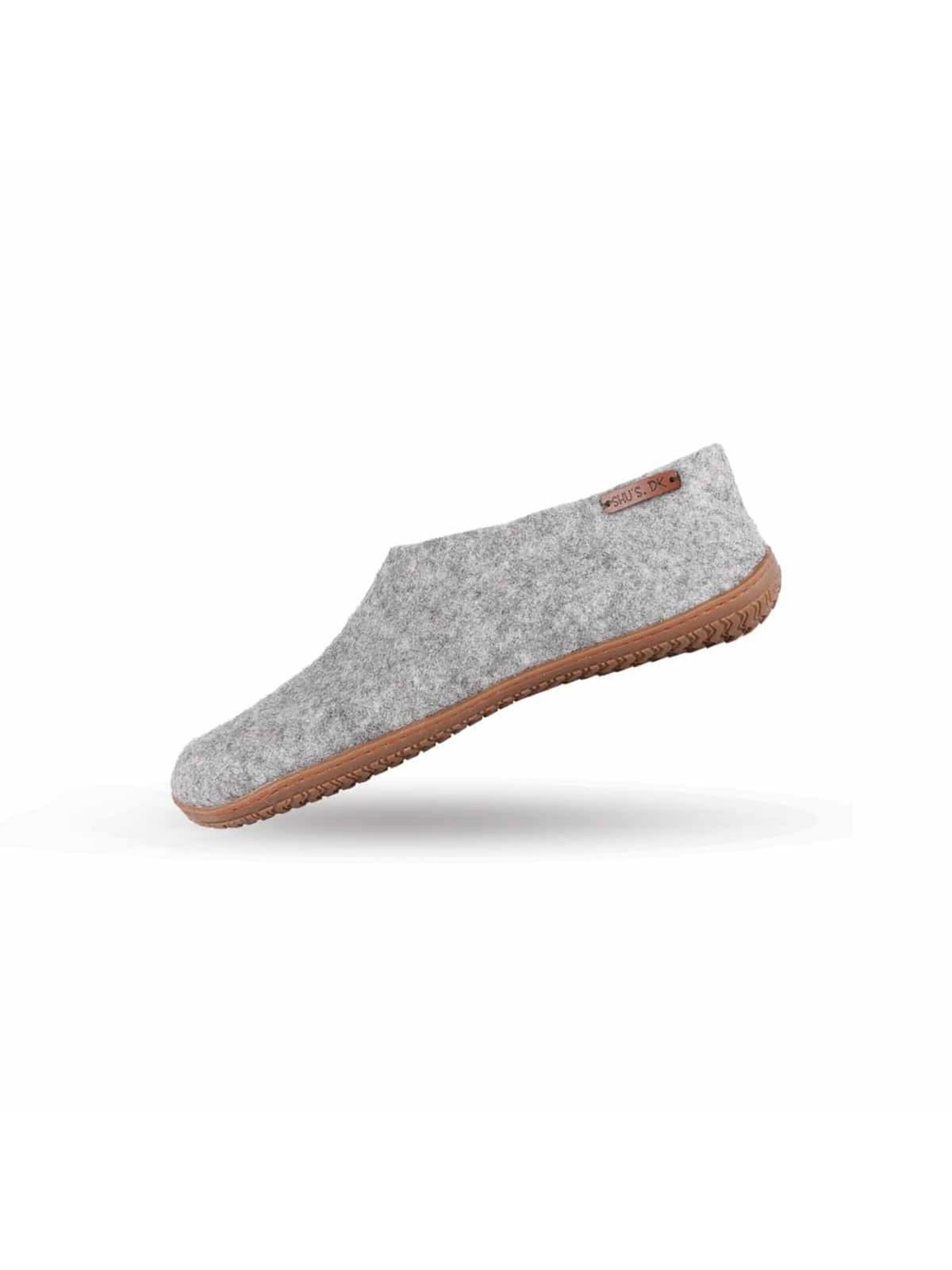 SHUS walk with nature Huisschoen 'Uldhjemmesko (100% ren uld) -m/Gummisål - Dansk Design fra SHUS' in Grijs: voorkant