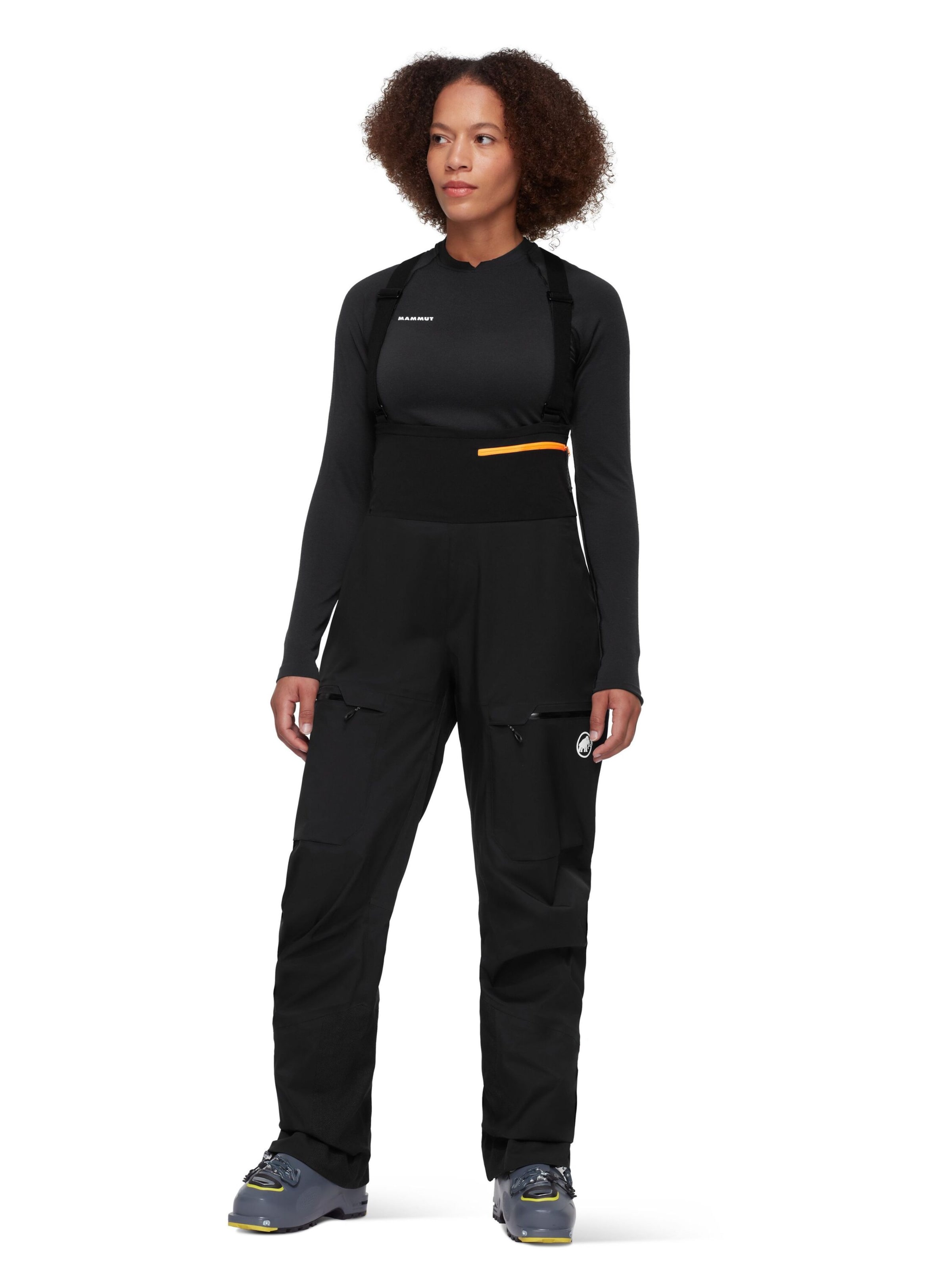 MAMMUT Regular Outdoor Pants 'HS Bib' in Black: front