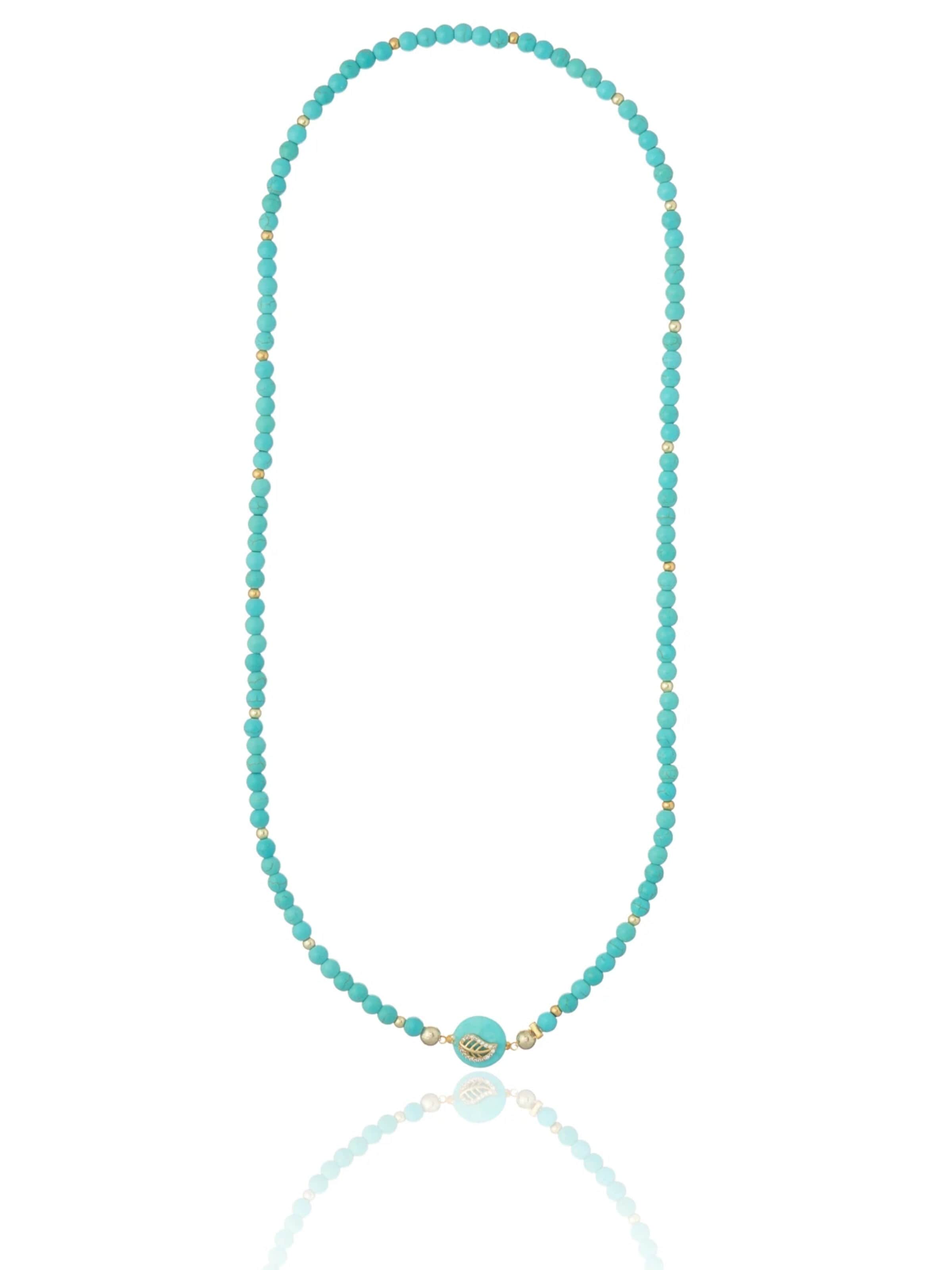 Collana 'Turquoise Leaf Εlement Necklace' di THE GEM STORIES JEWELRY in blu: frontale