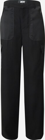 DKNY Wide leg Cargo Pants in Black: front