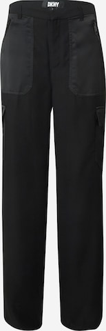 Wide leg Pantaloni cu buzunare de la DKNY pe negru: față