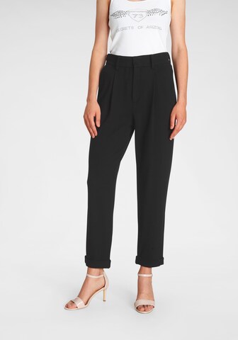 MAC Regular Pleat-Front Pants in Black: front