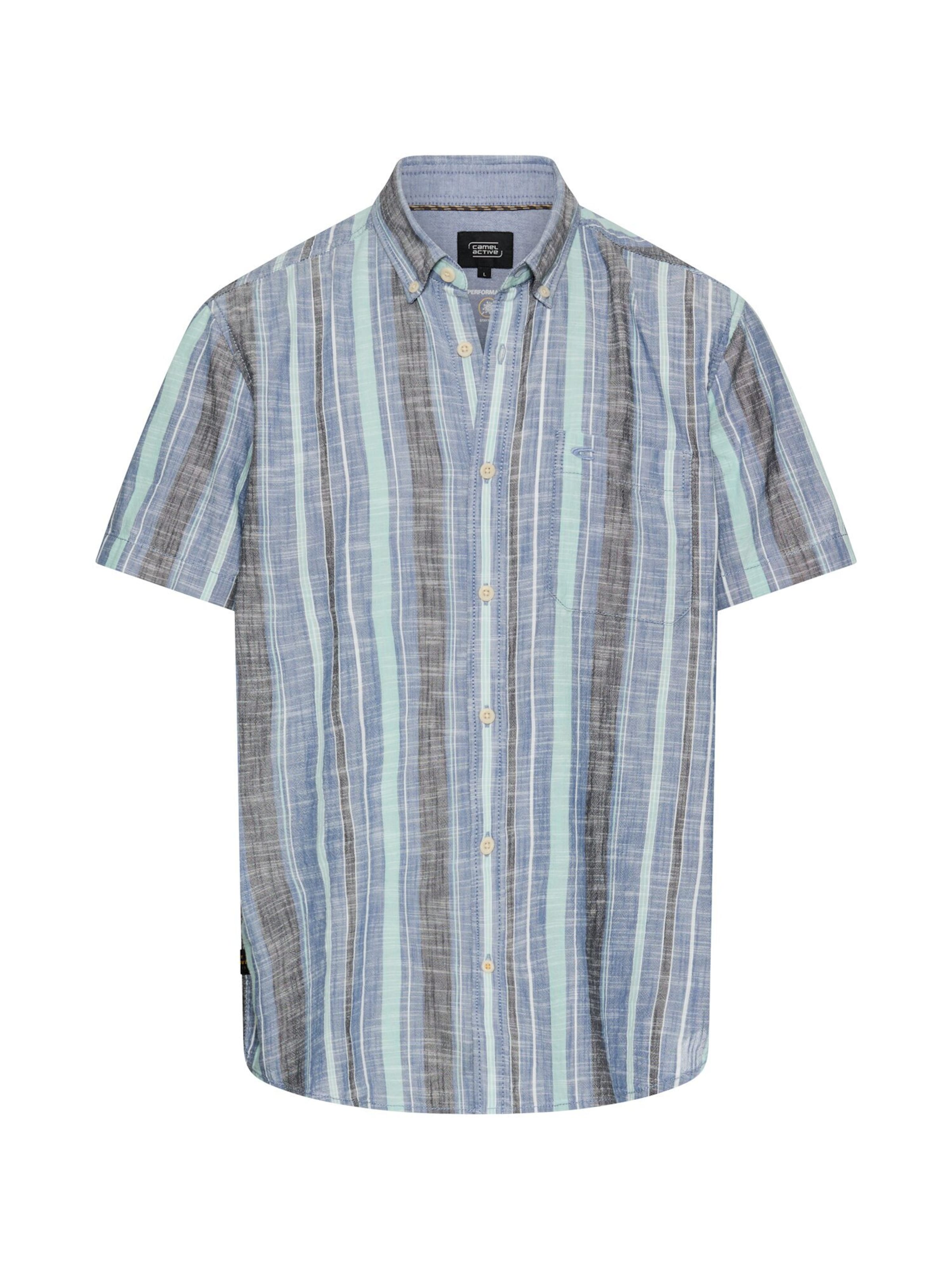 CAMEL ACTIVE Karohemd aus reiner Baumwolle in Blau: Vorderseite