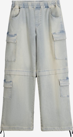 Bershka Wide leg Cargo jeans in Blue: front