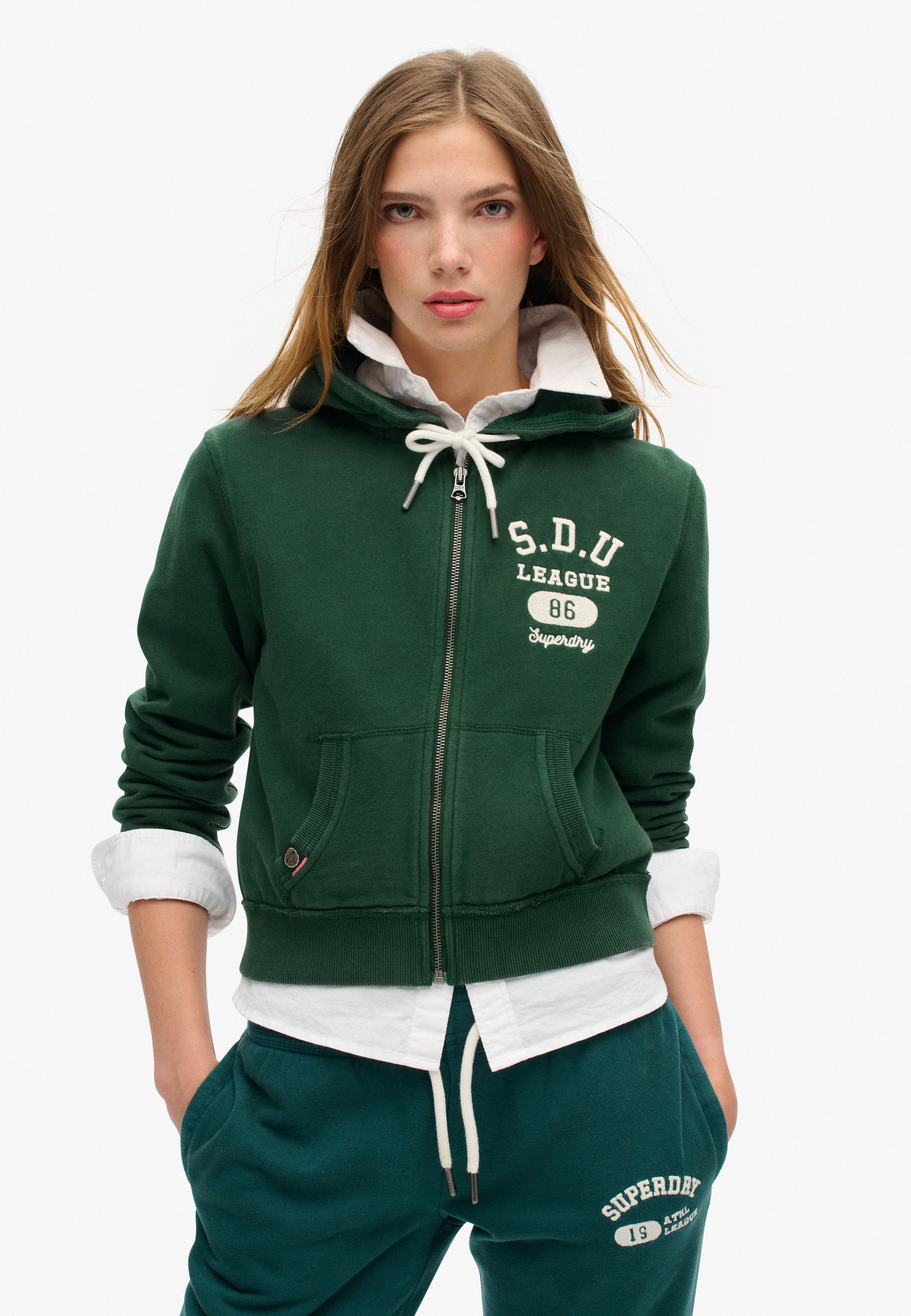 Veste de survêtement Superdry & Co en vert : devant