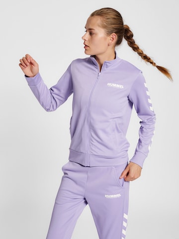 Hummel Athletic Zip-Up Hoodie 'Legacy Poly' in Purple: front
