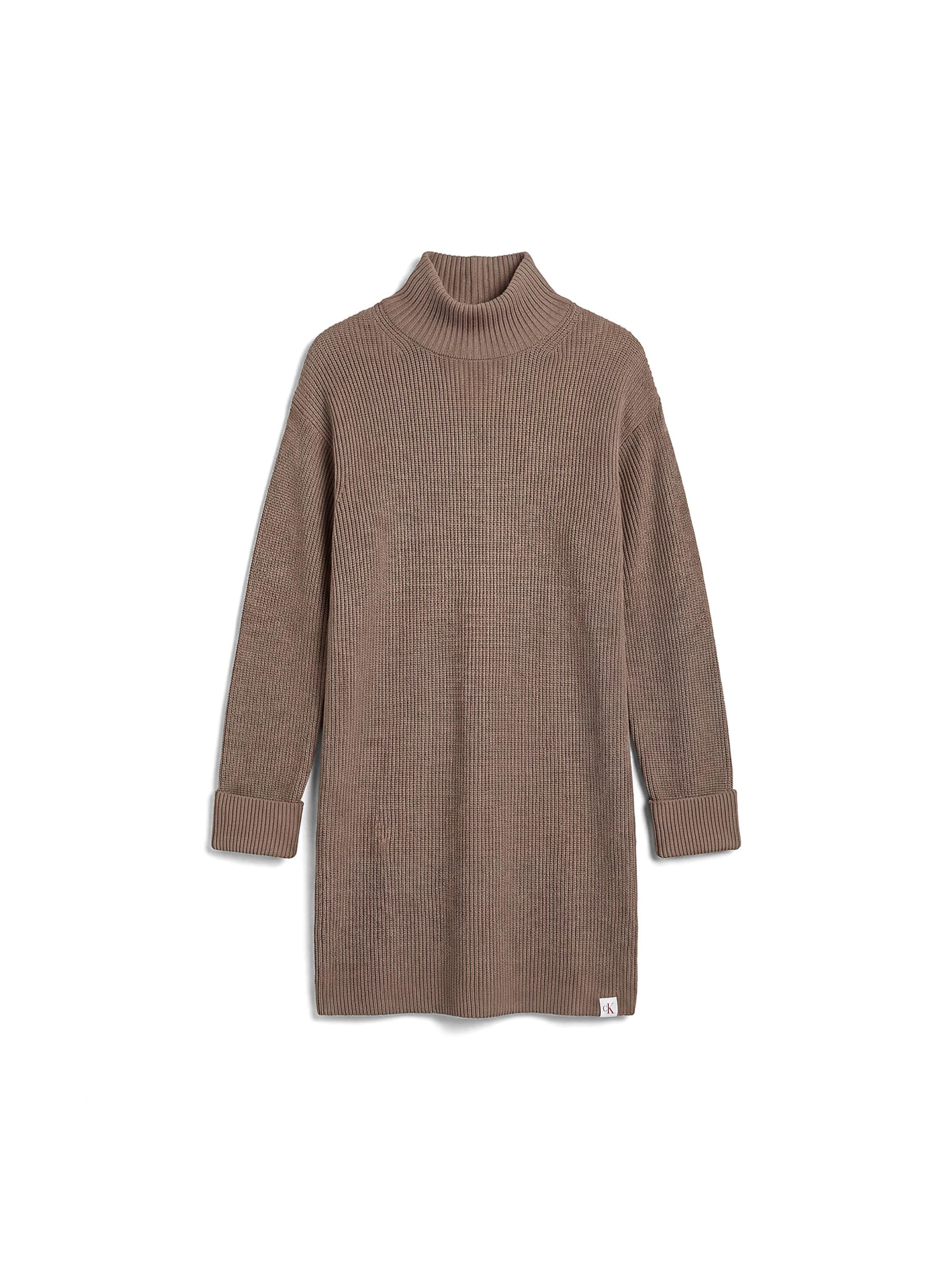 Calvin Klein Jeans Gebreide jurk in Bruin: voorkant