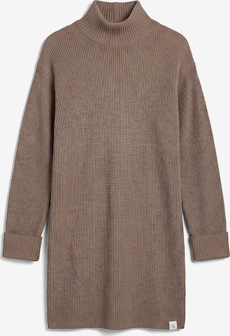 Calvin Klein Jeans Gebreide jurk in Bruin: voorkant