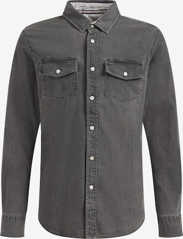 WE Fashion Slim fit Button up shirt in Grey: front