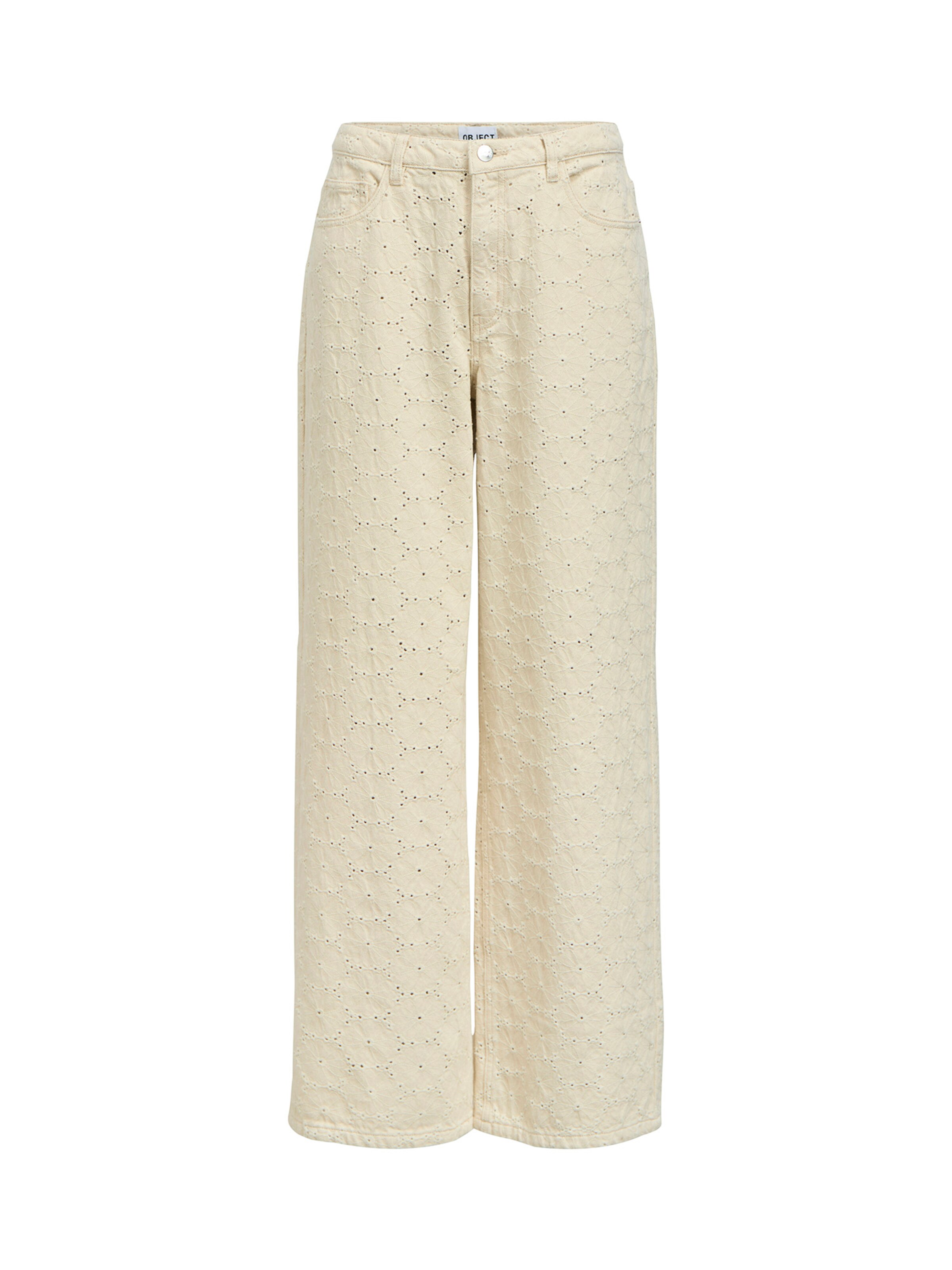 Wide leg Jeans 'OBJRAISA' di OBJECT in beige: frontale