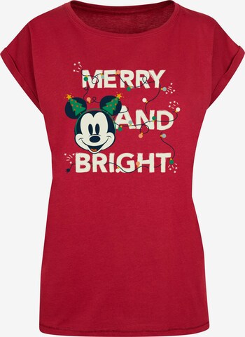 ABSOLUTE CULT Shirt 'Mickey Mouse - Merry And Bright' in Red: front