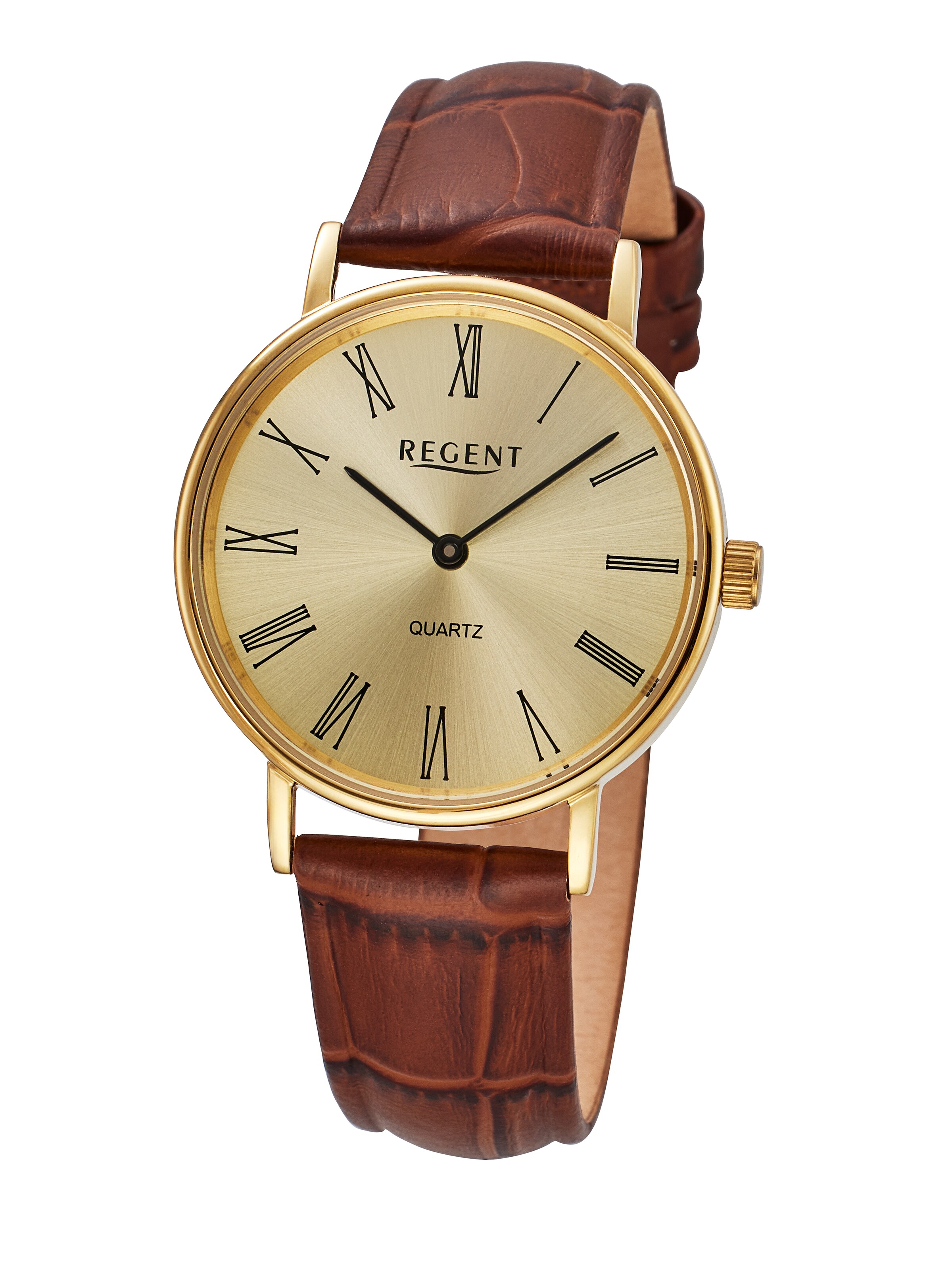 REGENT Analoguhr in Braun: Vorderseite