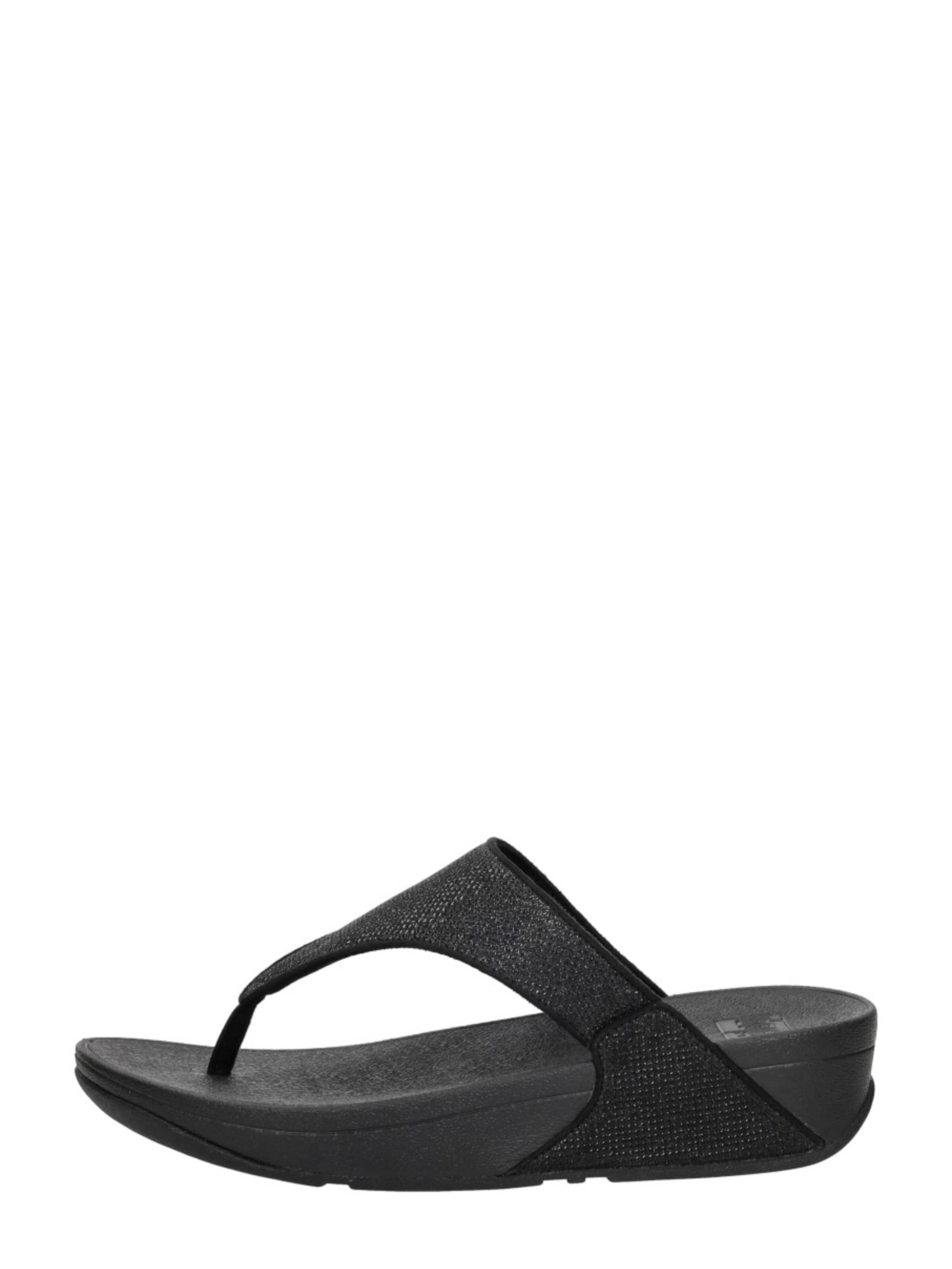 FitFlop Teenslipper 'Lulu Shimmerglitz Toe-Post' in Zwart: voorkant