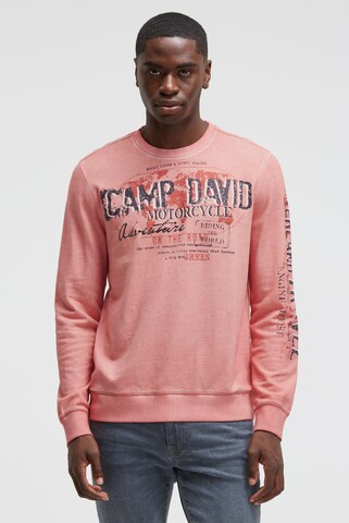 CAMP DAVID Sweatshirt Oil Dyed mit Crack Prints in Orange: Vorderseite