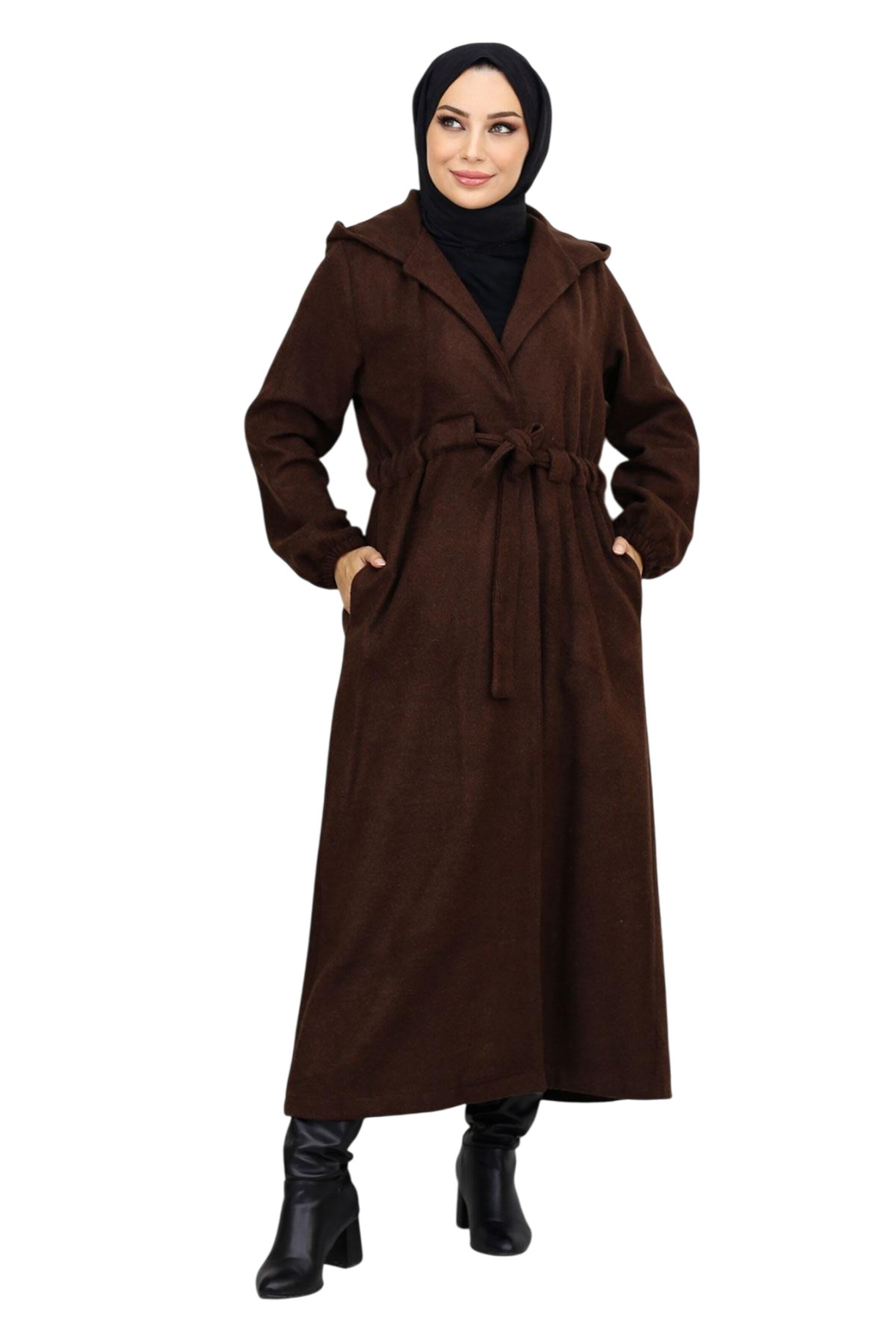 MODAMIHRAM Mantel in Braun: Vorderseite