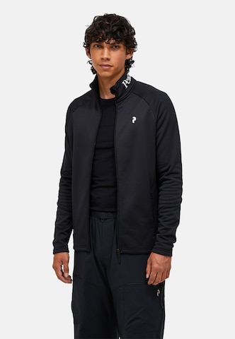 PEAK PERFORMANCE Fleece jas in Zwart: voorkant