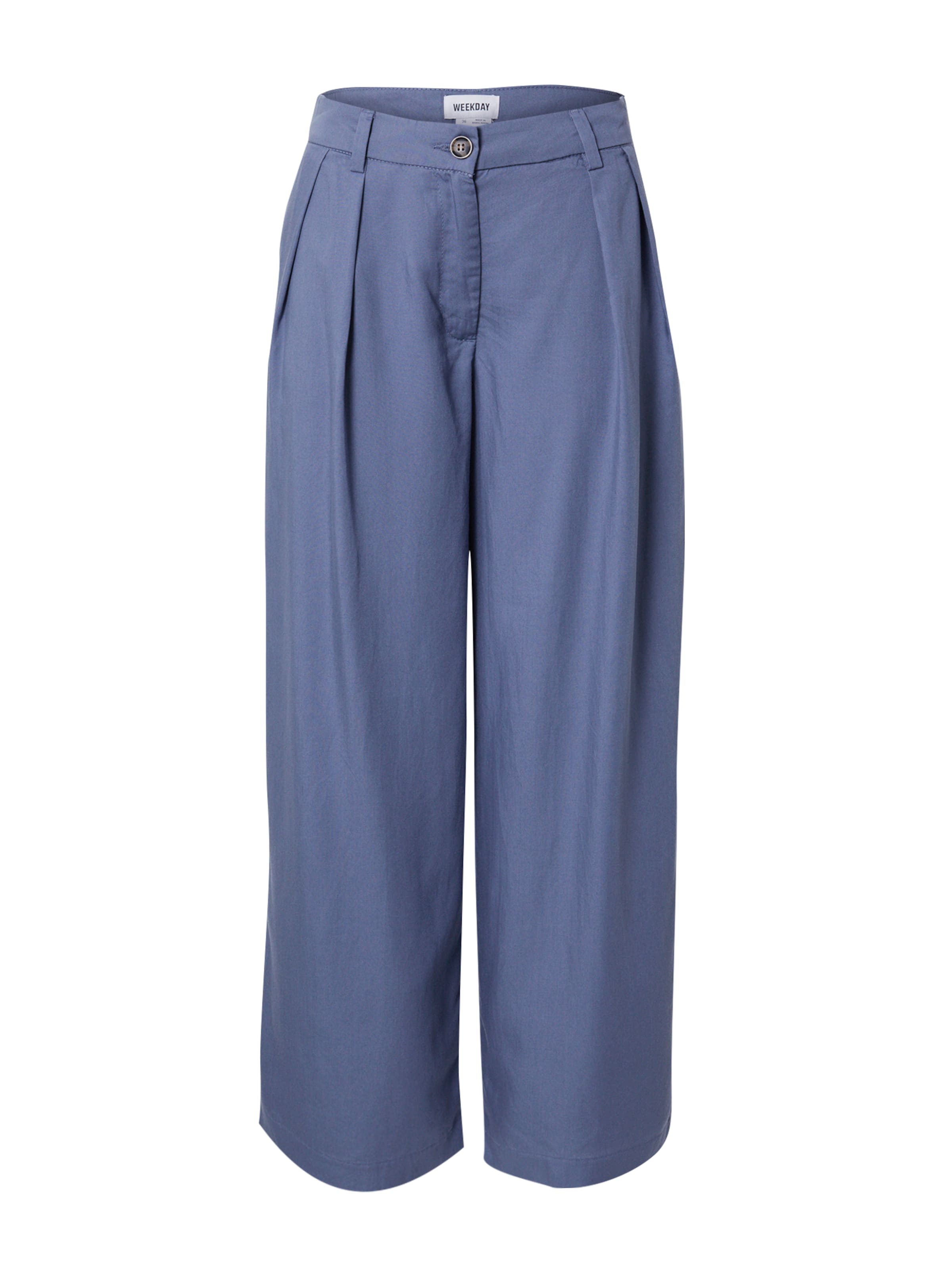 WEEKDAY Voltidega püksid 'Hazel', värv sinine: eest vaates