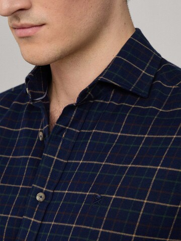 Hackett London Slim Fit Hemd 'Tattersall' in Blau
