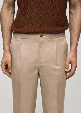 MANGO MAN Slim fit Pleated Pants 'Sorbet' in Beige