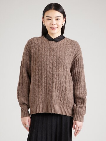 HOLLISTER Tröja 'COZY CABLE CREW' i brun: framsida