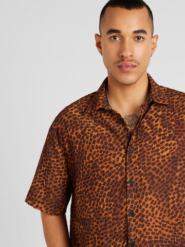 River Island Comfort fit Button Up Shirt in Brown