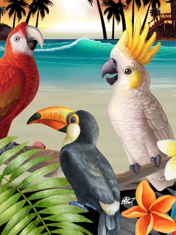 Hawaiihemdshop.de Regular fit Overhemd 'Golden Parrots' in Geel