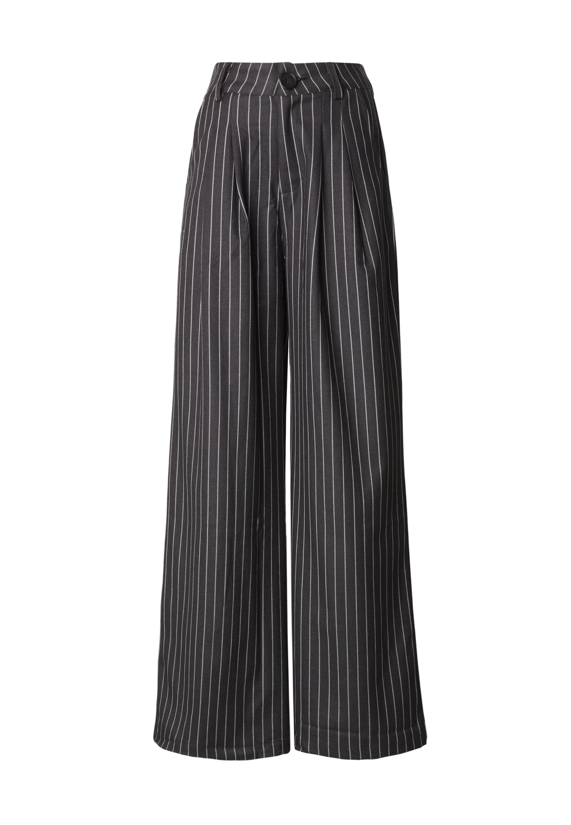 Another Cotton Lab Wide leg Bandplooibroek in Grijs: voorkant