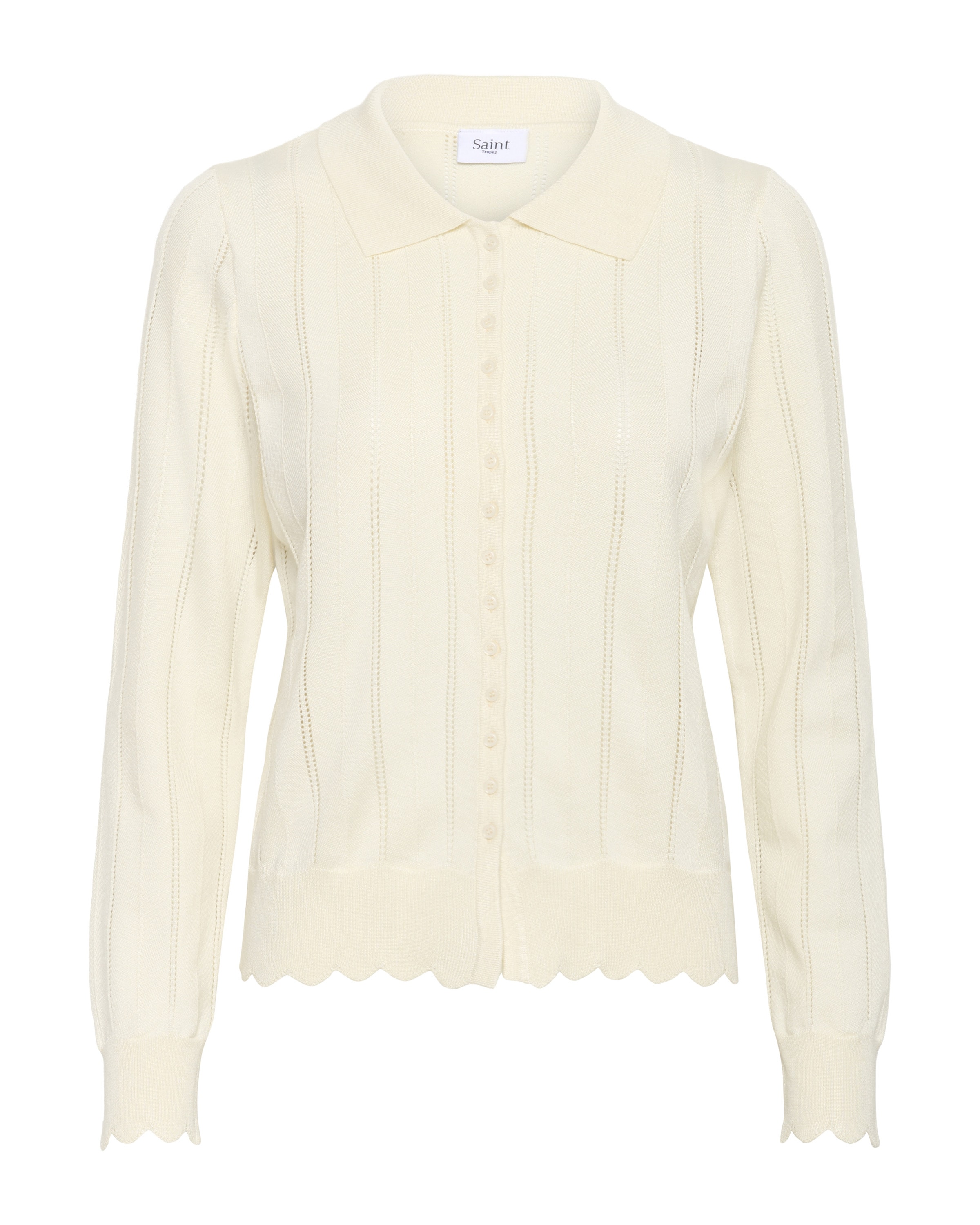 SAINT TROPEZ Gebreid vest 'SZObette' in Beige: voorkant