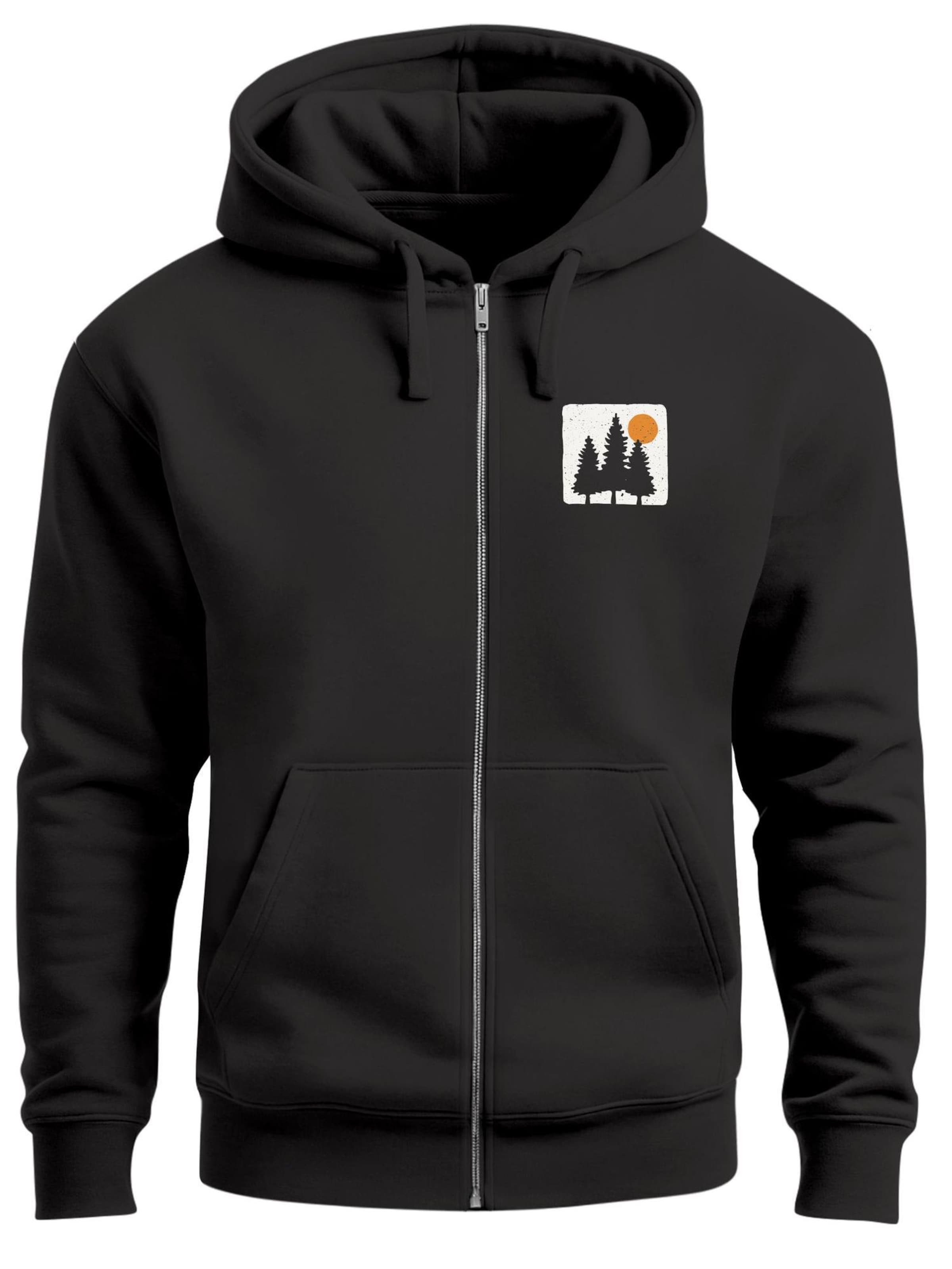 Neverless Sweatjacke 'Pine Trees'‌ in Schwarz: Vorderseite