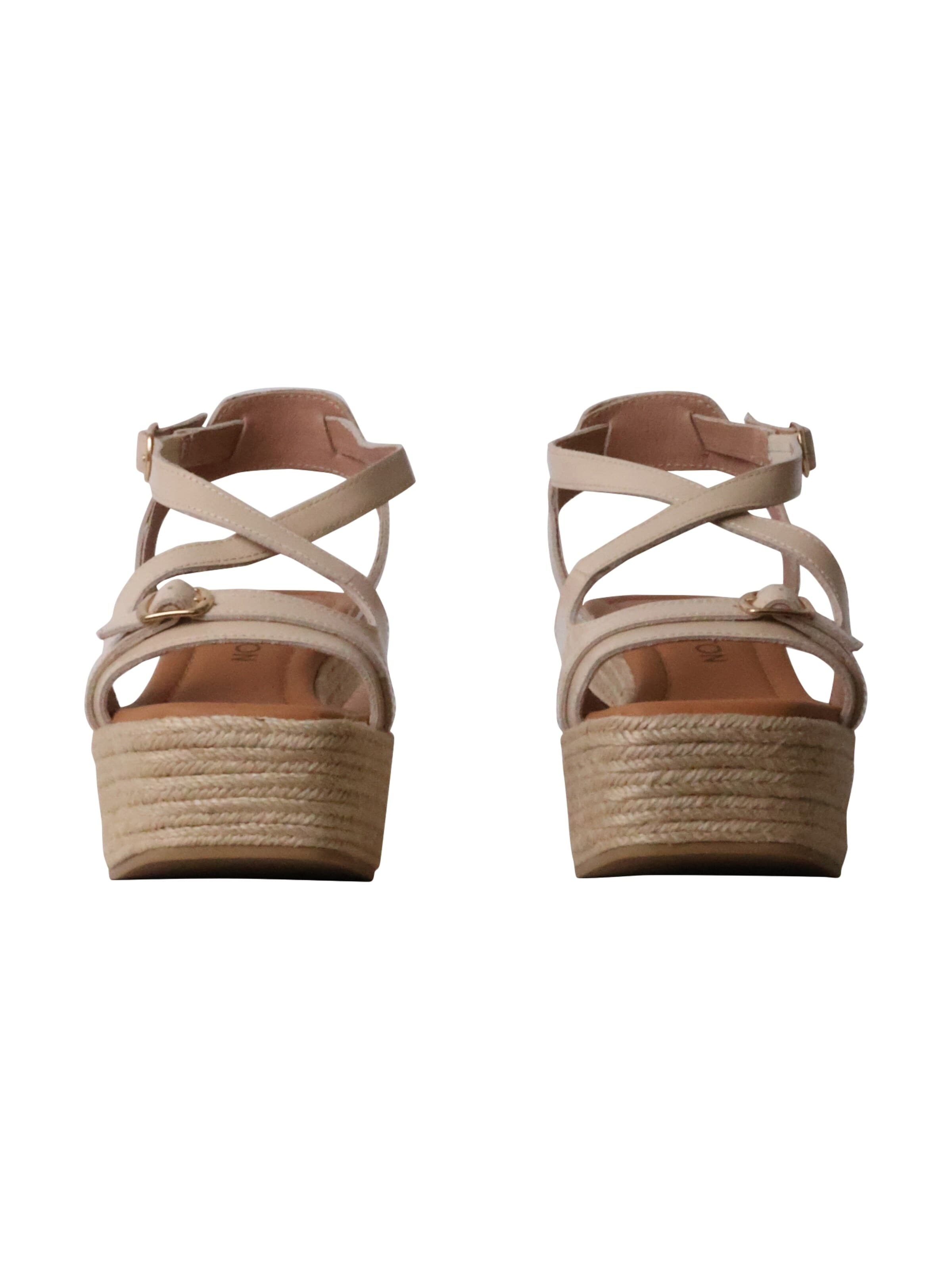 Sandales 'Napolie-Sandalen mit Keilabsatz aus Leder' Emilie Karston en beige