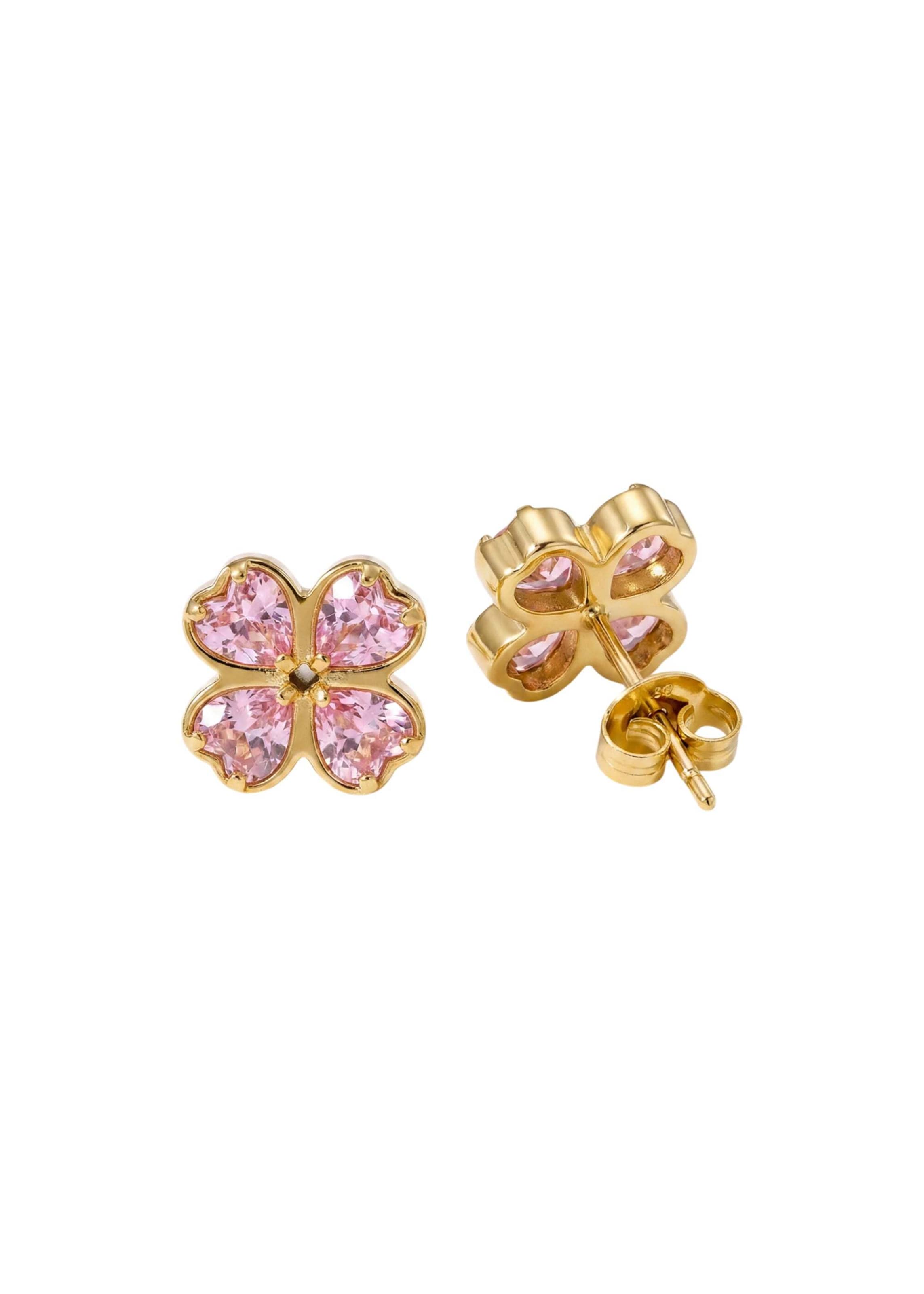 PURELEI Ohrringe 'Rosa Cuore' in Gold: Vorderseite