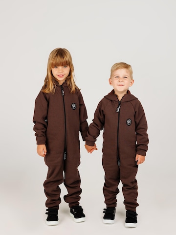 MANUL Overall 'Brownie by MANUL - Basic BackZip' in Bruin: voorkant