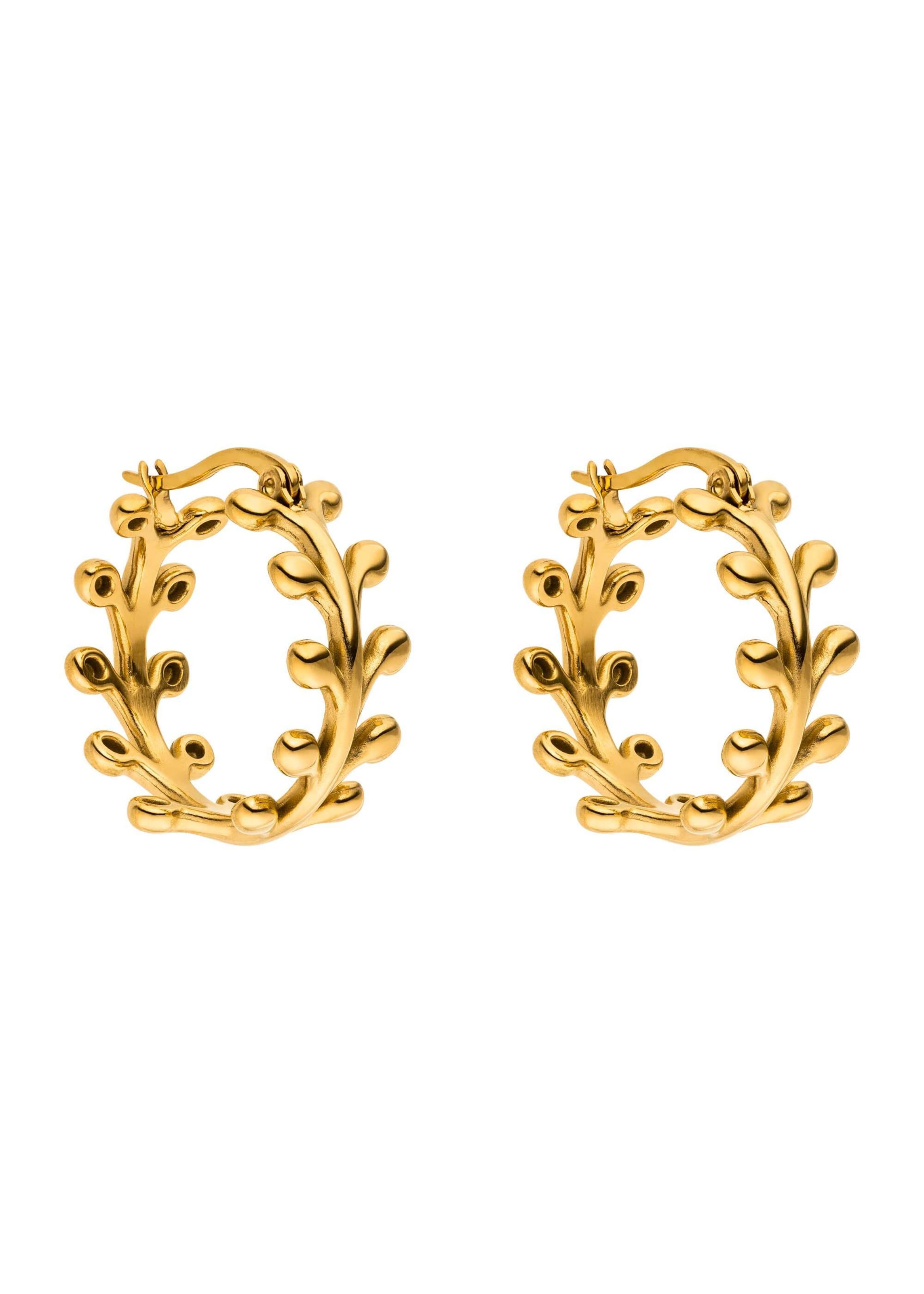 PURELEI - Pendientes 'Tiny Leaf' en oro: frente