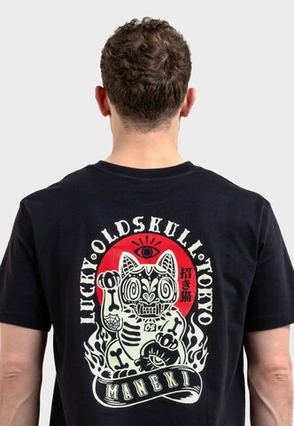 Oldskull T-Shirt 'ASIAN REBEL CAT KANJI GRAPHIC' in Schwarz