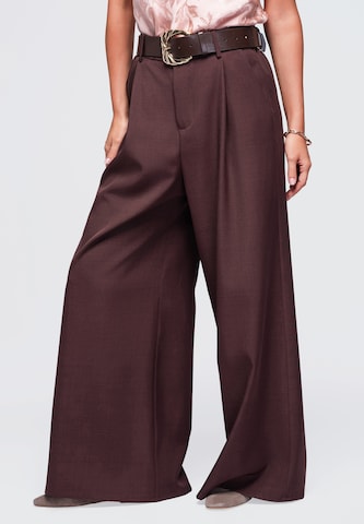 Ombre Wide leg Broek in Bruin: voorkant