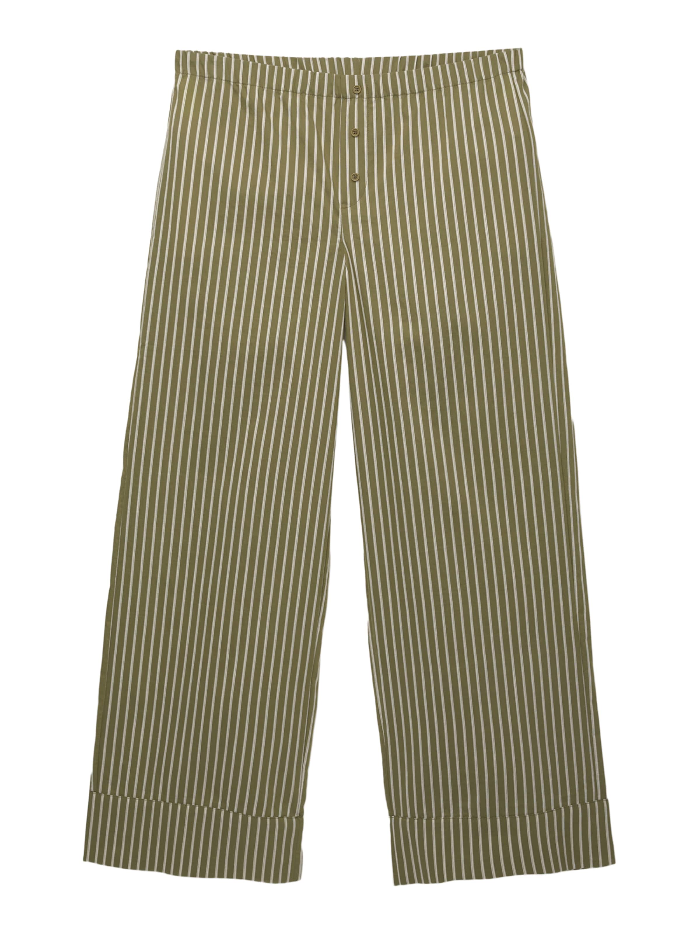 Pull&Bear Wide leg Trousers in Green: front
