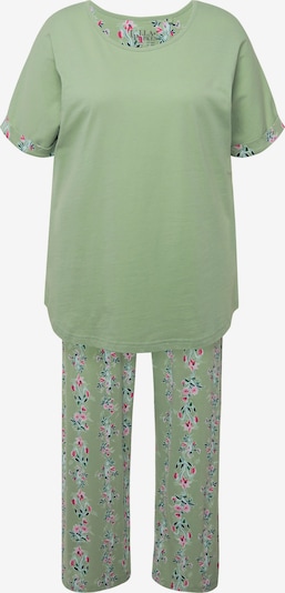 Ulla Popken Pyjama en vert pastel / rose / noir, Vue avec produit