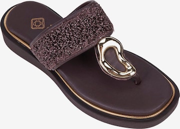 Desa T-Bar Sandals 'Zehenstegsandalen' in Brown: front