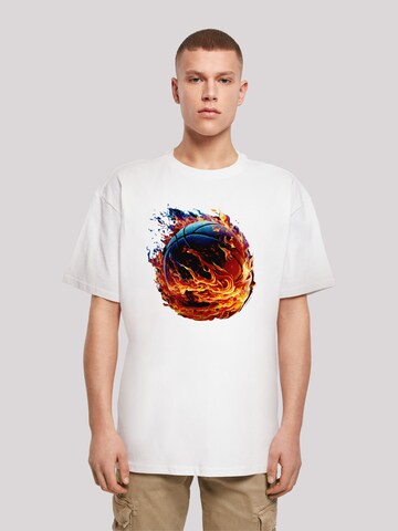 T-Shirt 'Basketball Sports Collection On FIRE' F4NT4STIC en blanc : devant
