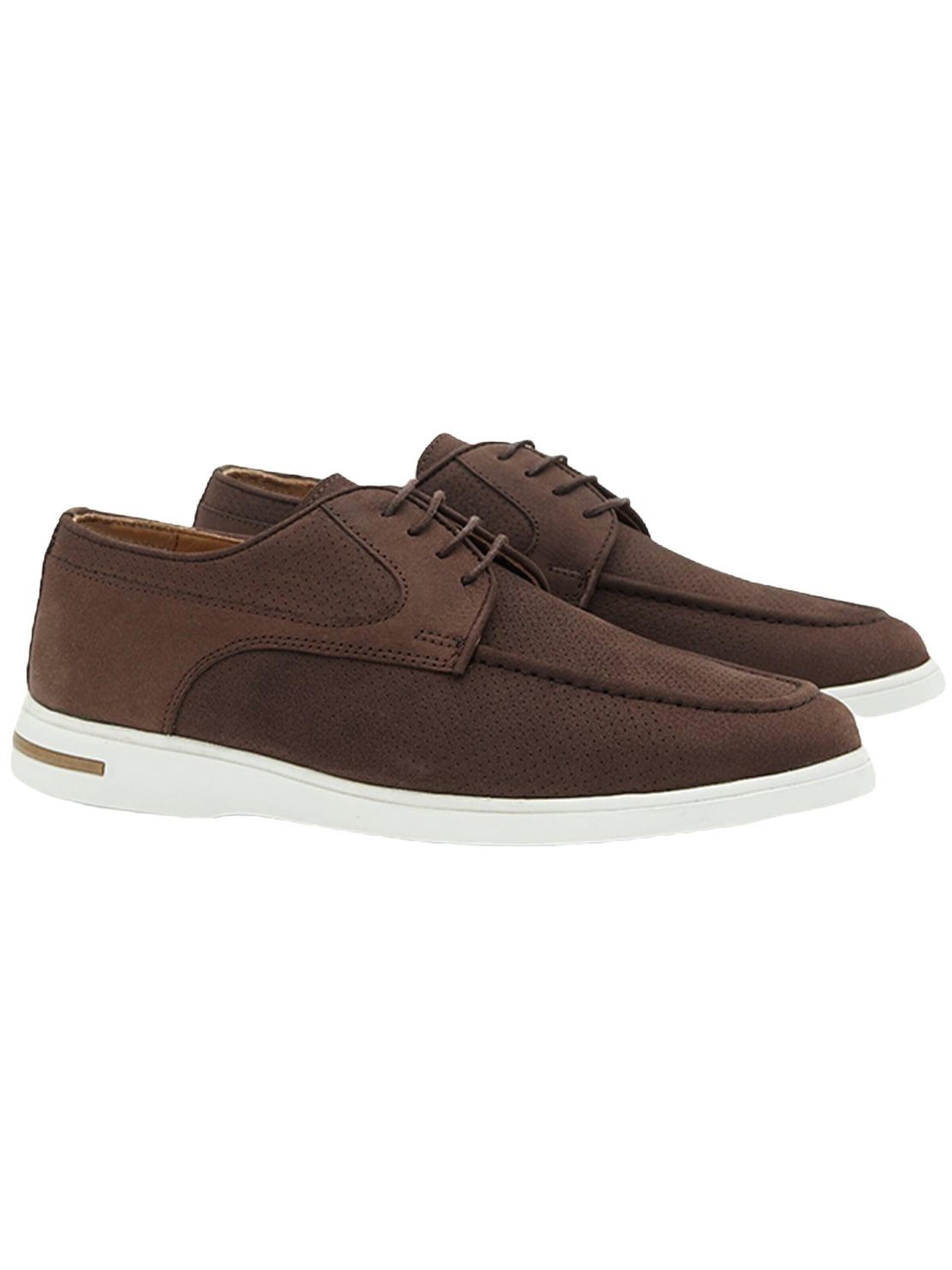 Chaussure à lacets 'Lässige Spitze' Desa en marron