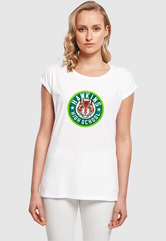ABSOLUTE CULT T-Shirt 'Stranger Things - Hawkins Tiger Circle' in Weiß: Vorderseite