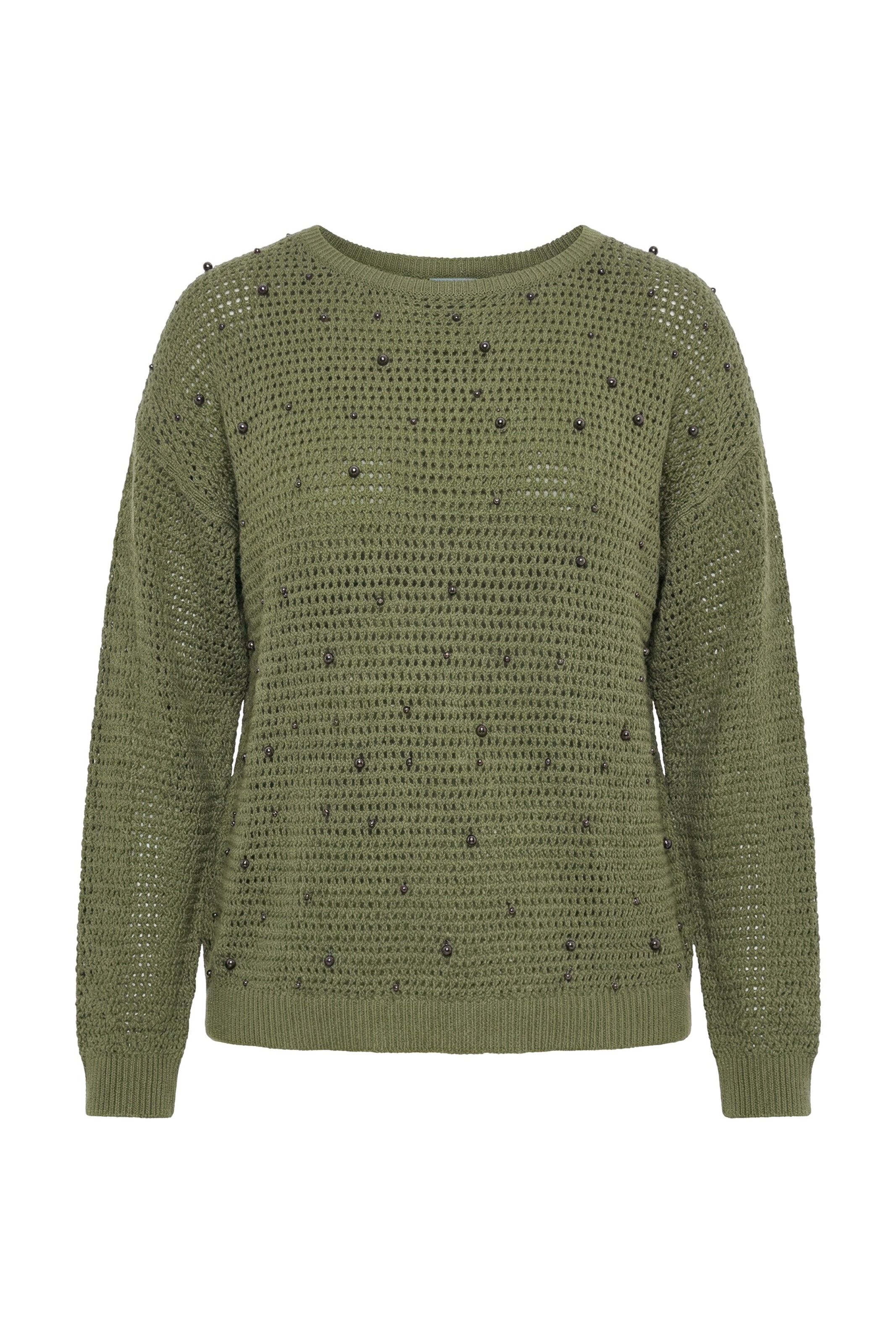 Studio Untold Trui in de kleur Olijfgroen, Productweergave