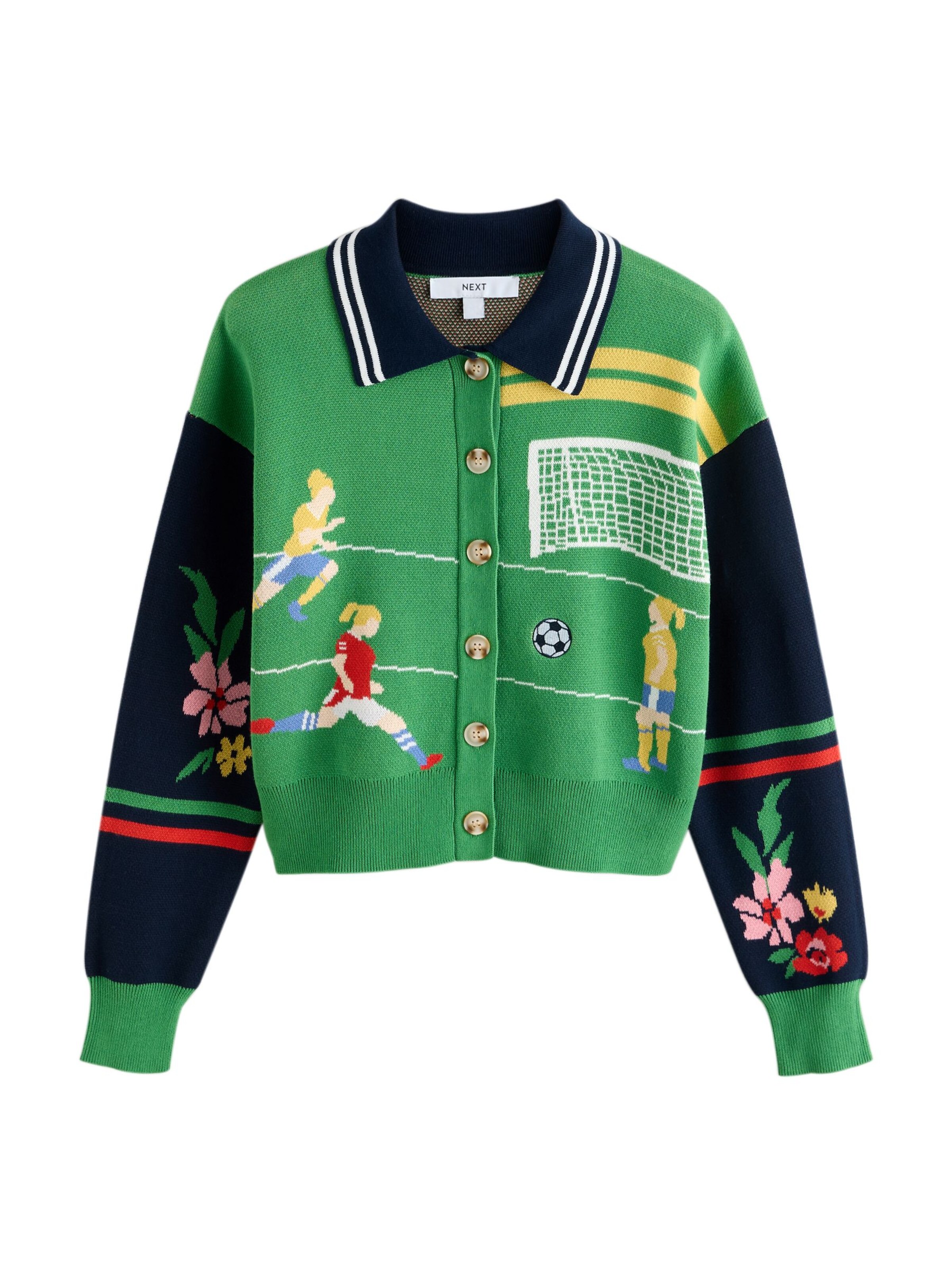 Next Gebreid vest in de kleur Nachtblauw / Geel / Groen / Wit, Productweergave