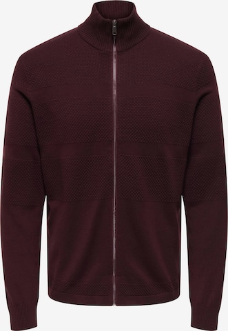 Only & Sons Strickjacke 'ONSMalik' in Rot: Vorderseite