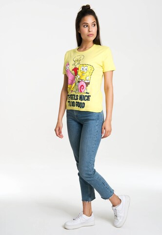 LOGOSHIRT Shirt 'Spongebob - It Feels Nice' in Yellow