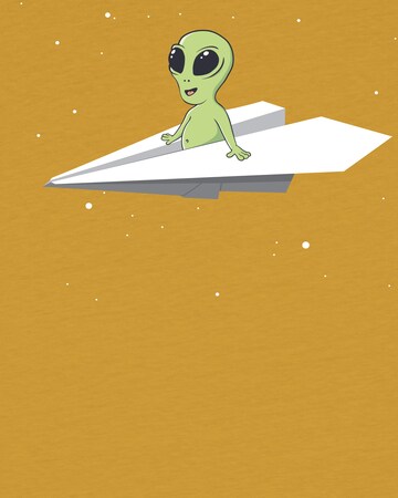 T-Shirt 'Alien on a Paper Plane' watabout.kids en jaune